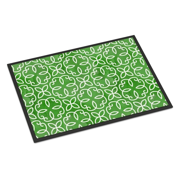 Carolines Treasures Watercolor Geometric Cirlce on Green Indoor or Outdoor Mat, 18 x 27 in. BB7556MAT - main